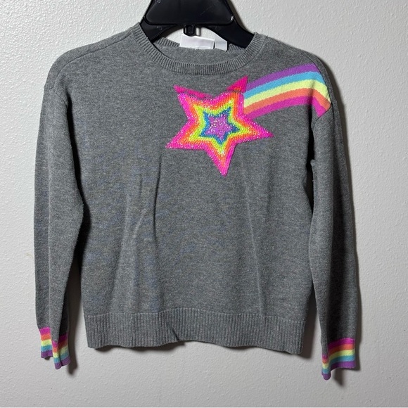 Children’s Place Girls Gray Sweater Rainbow Star Size 7/8 - Picture 2 of 7
